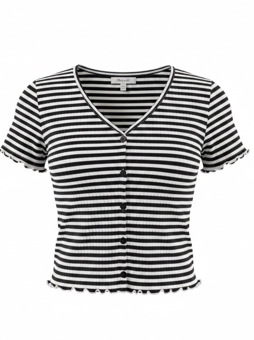 Madewell Striped Button Crop Shirt Size S